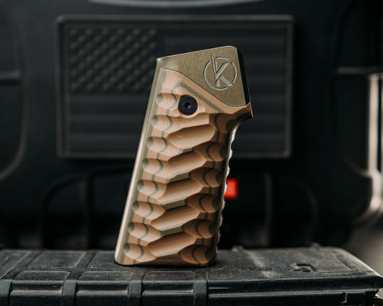 HFB x Kinetic AR Grip System - Coyote & OD Green G10, OD Green Anodization, Snake Grip