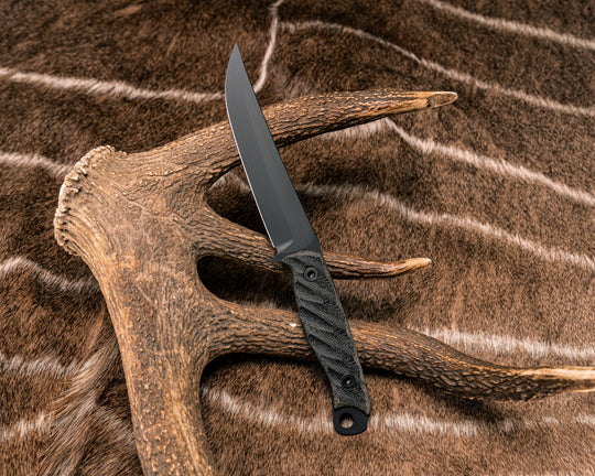 Crow Breakdown- Black Canvas Micarta, Armor Black Cerakote, Allen Bolts, Textured Grip