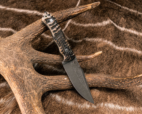 Red Crow- Rams Horn, Mosaic Pins, Brass Lanyard Pin, Natural Grip