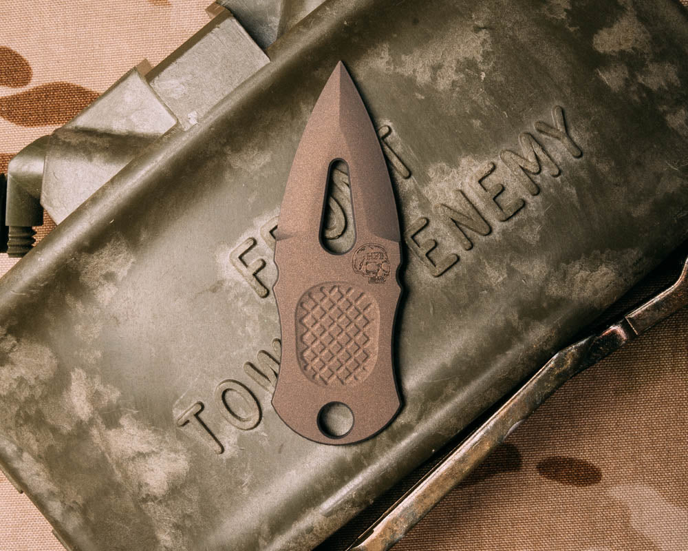 Lapel Dagger Black Gold Cerakote Half Face Blades