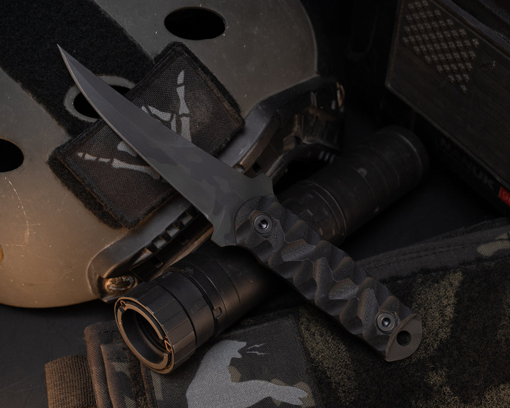Combat Filet - Black G10, Black Multicam Cerakote, Allen Bolts, Textured Grip