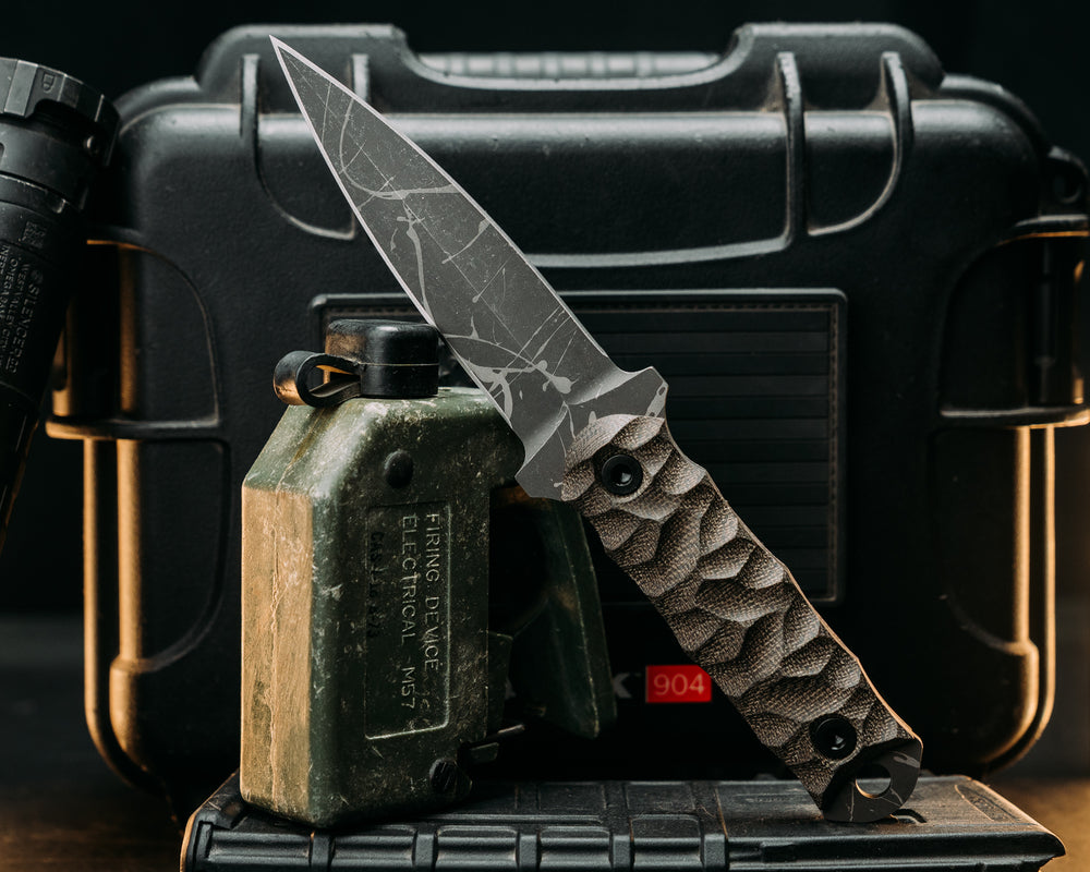 Combat Dagger- OD Green Canvas Micarta, Allen Bolts, Textured Grip