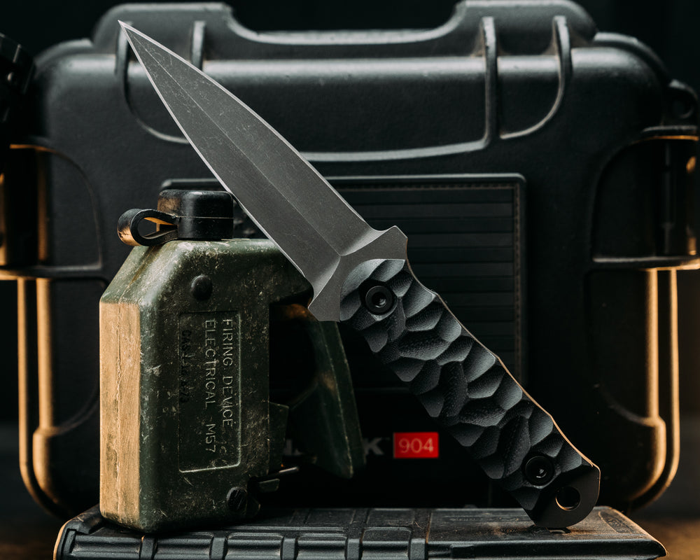 Combat Dagger- Black G10, Allen Bolts, Textured Grip