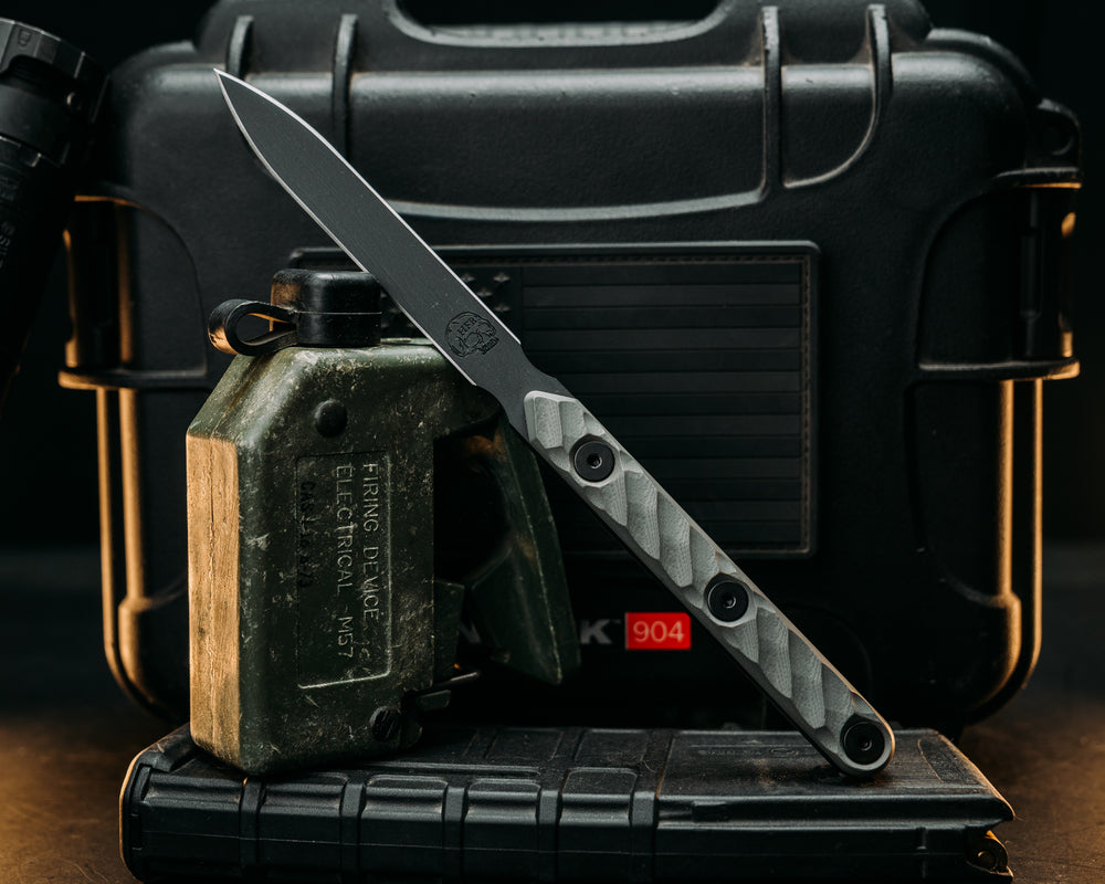 OSS Spike - Grey G10, Armor Black Cerakote, Allen Bolts, Textured Grip
