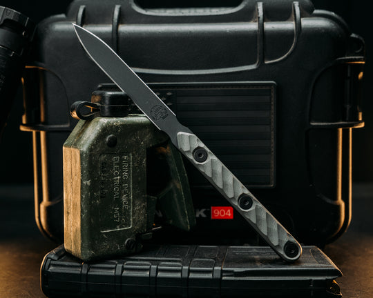 OSS Spike - Grey G10, Armor Black Cerakote, Allen Bolts, Textured Grip