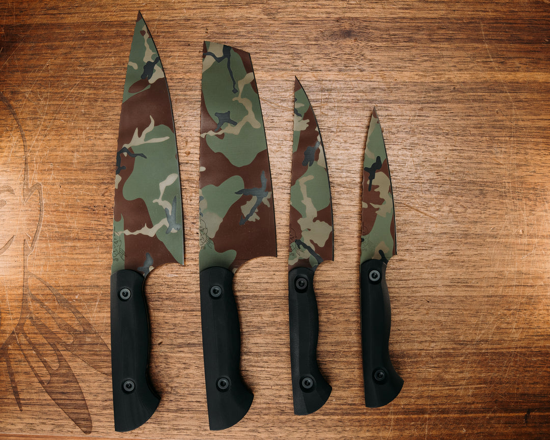 Chef Set - Black G10, Allen Bolts, M81 Woodland Camo Cerakote Smooth Grip