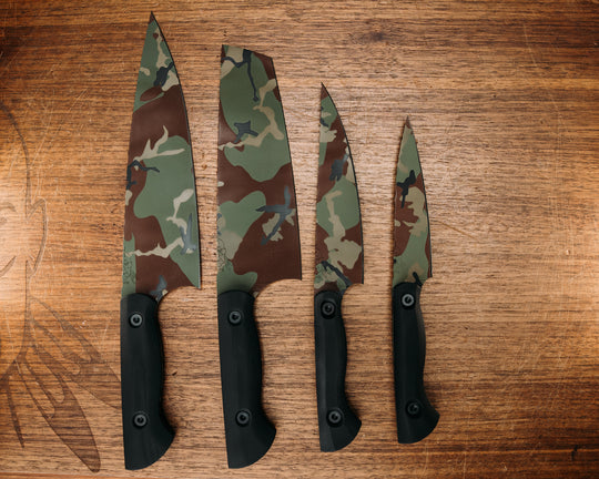 Chef Set - Black G10, Allen Bolts, M81 Woodland Camo Cerakote Smooth Grip