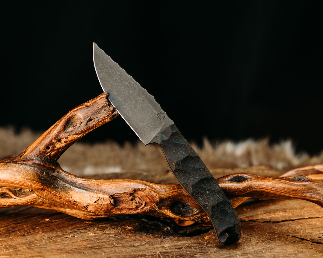 Feather Light- Black Burlap Micarta, CF Pins, CF Lanyard Pin, Textured Grip