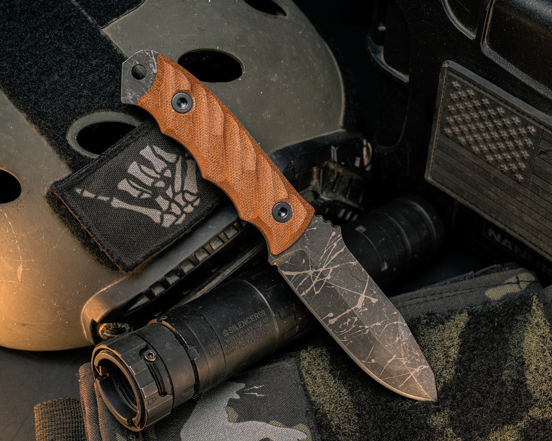 Disaster Jr- Natural Canvas Micarta, Allen Bolts, Textured Grip