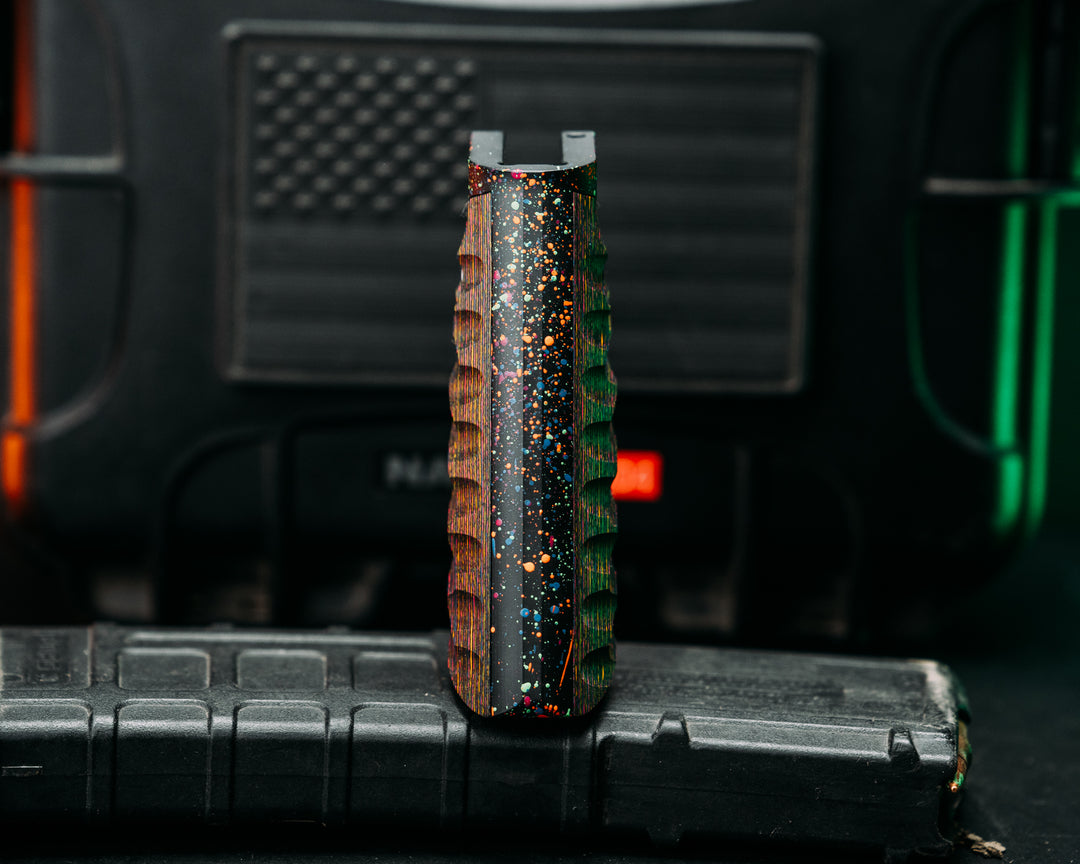 HFB x Kinetic AR Grip - 80's RAD Camo Carbon Fiber, 80's RAD Splatter Cerakote Frame, Snake Textured Grip