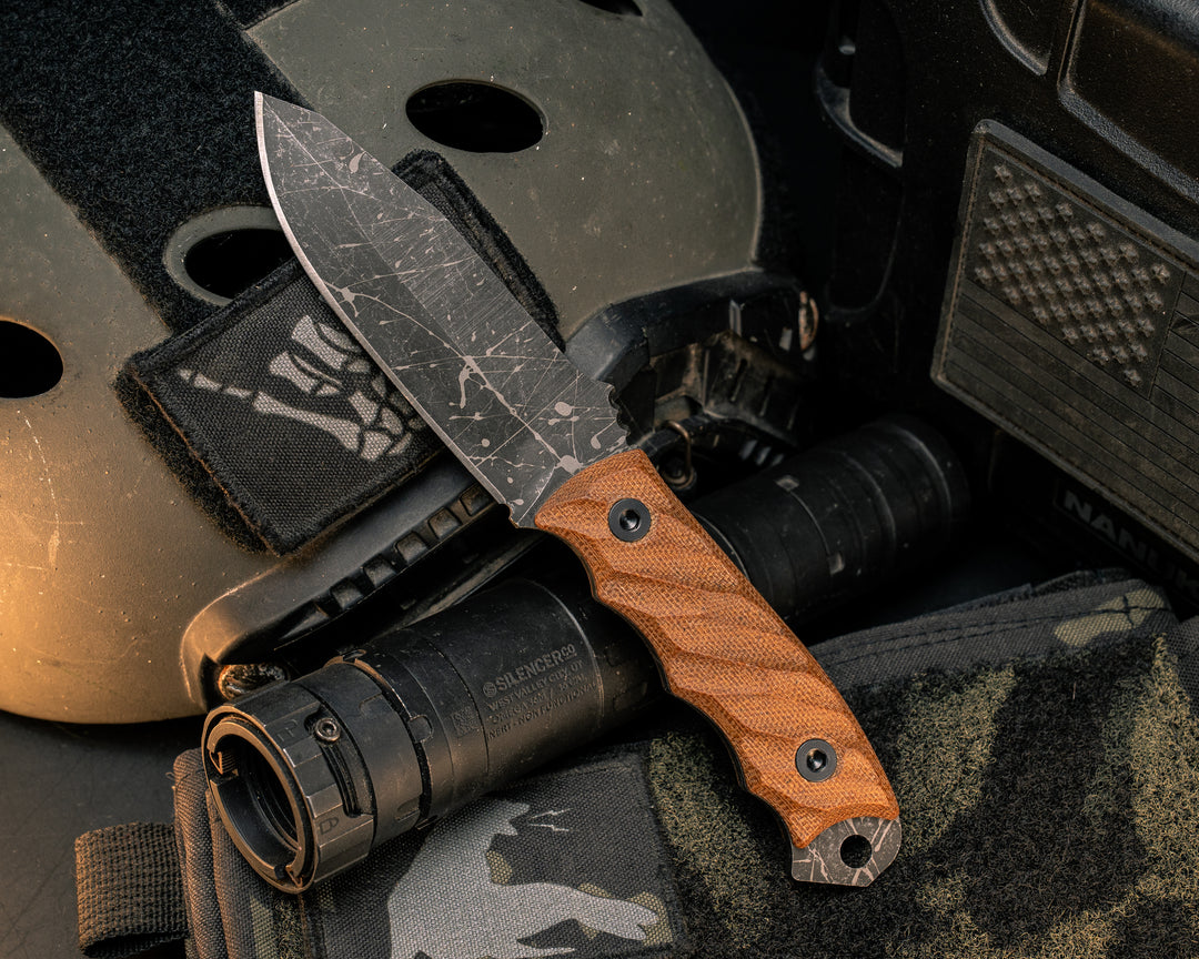 Disaster Jr- Natural Canvas Micarta, Allen Bolts, Textured Grip