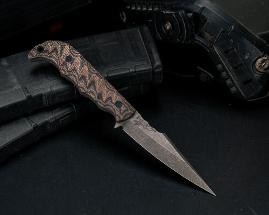 Senator- Deep Autumn Canvas Micarta, CF Pins, CF Lanyard Pin, Textured Grip