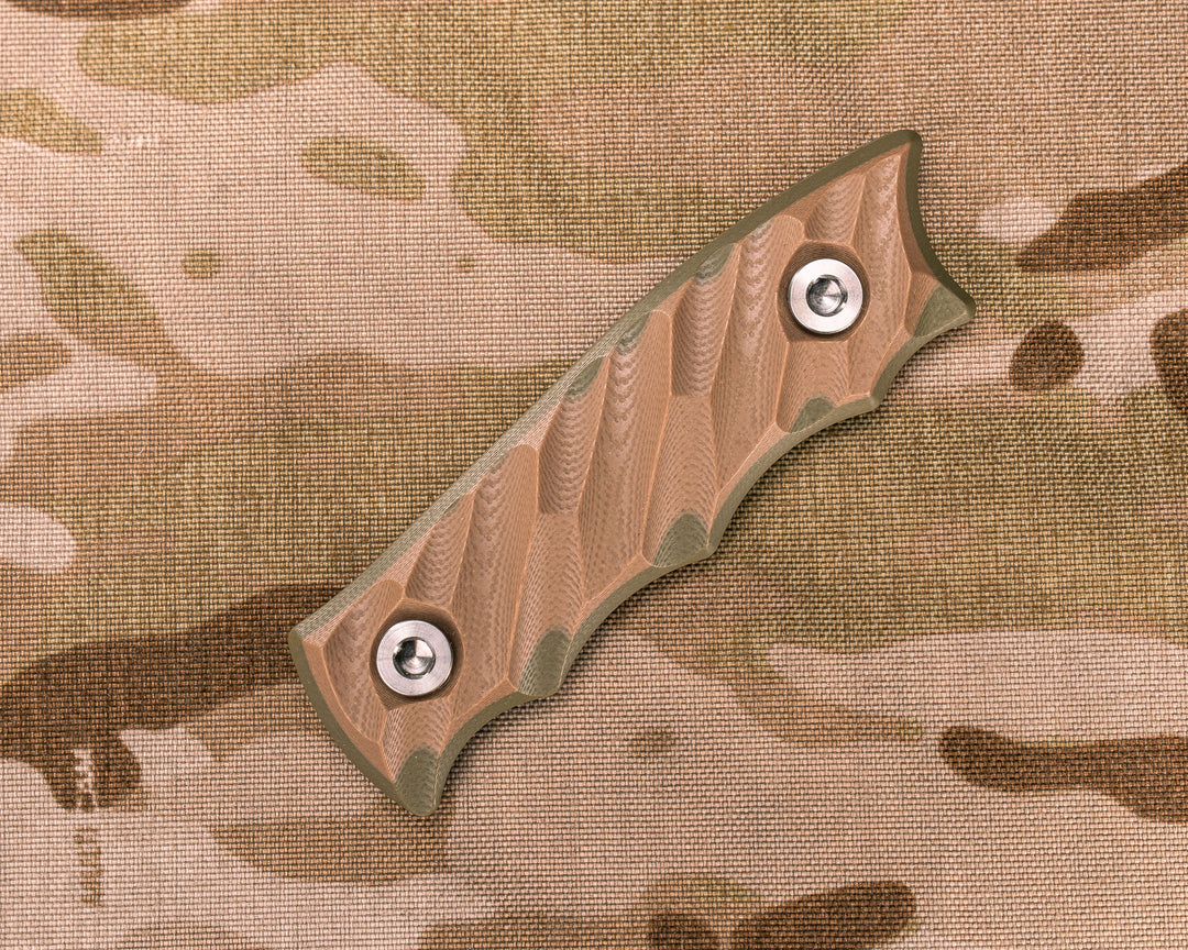 Disaster Jr Scales- Coyote/OD Green G10, Ti Allen Bolts, Iron Grip