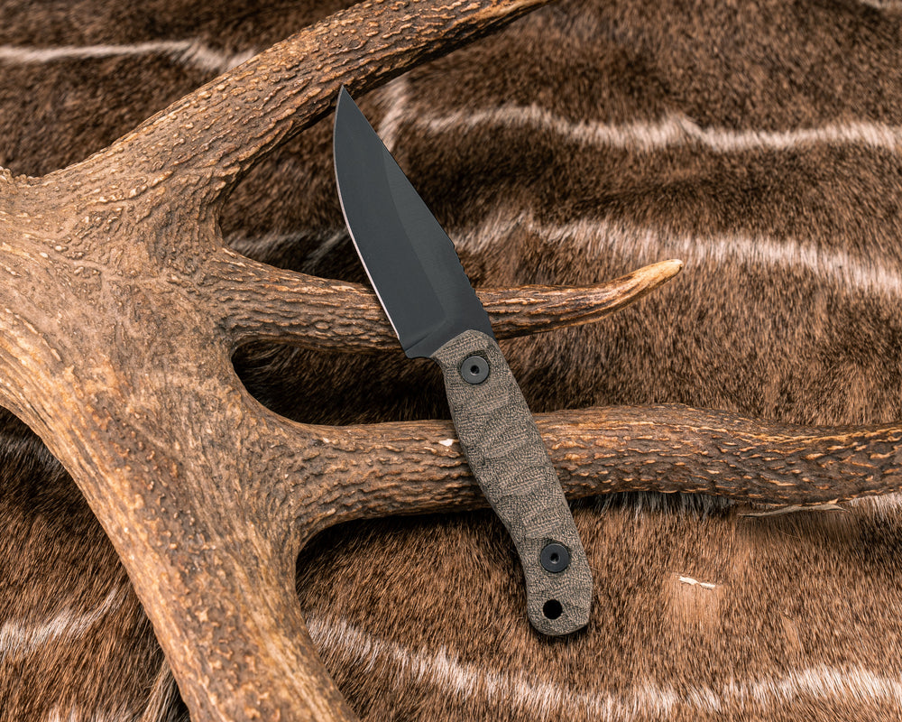 Feather Light- OD Green Canvas Micarta, Armor Black Cerakote, Allen Bolts, Textured Grip