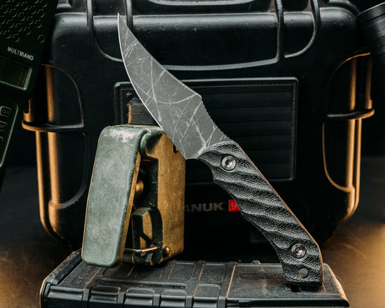 Red Cloud- Black Canvas Micarta, Allen Bolts, Textured Grip