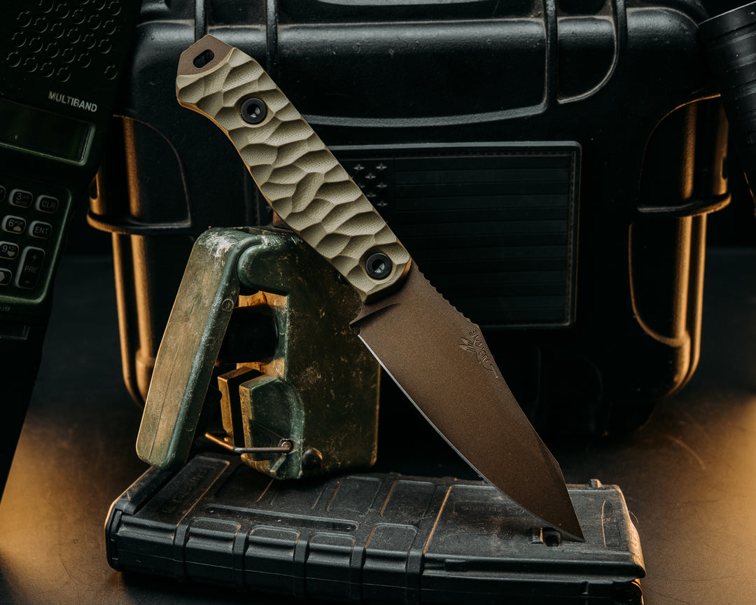 Field Knife- OD Green G10, Midnight Bronze Cerakote, Allen Bolts, Textured Grip