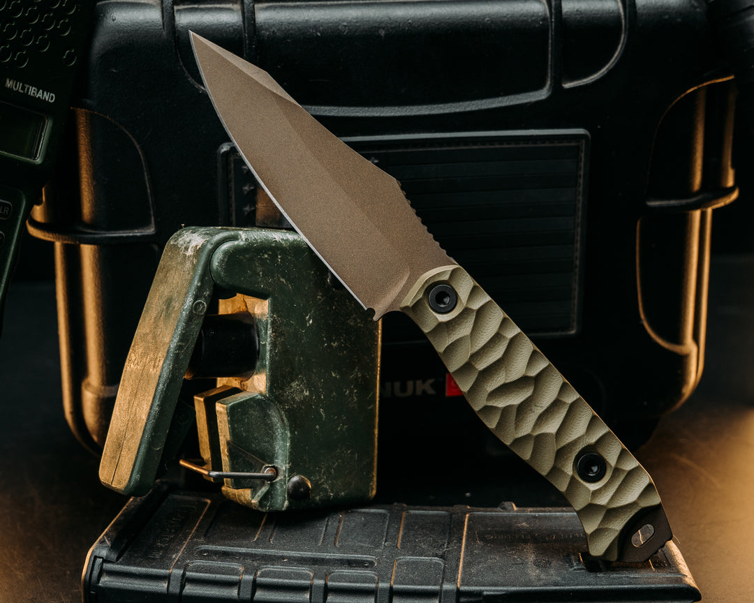 Field Knife- OD Green G10, Midnight Bronze Cerakote, Allen Bolts, Textured Grip