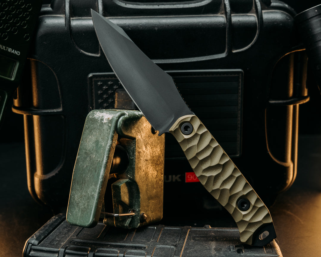 Field Knife- OD Green G10, Armor Black Cerakote, Allen Bolts, Textured Grip