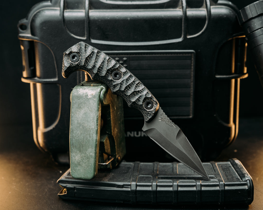 3" HUMINT - Black Canvas Micarta, Allen Bolts, Textured Grip