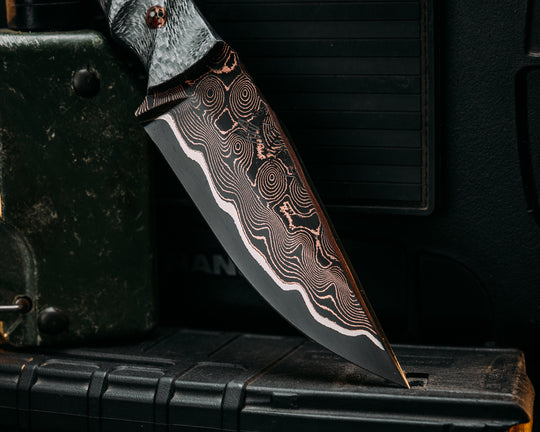 Red Cloud- Baker Forge CopperMai Raindrop (Ni-Shim)- Siver Carbon, Copper Patriot Mosaic Pins, Brass Lanyard Pin, Textured Grip