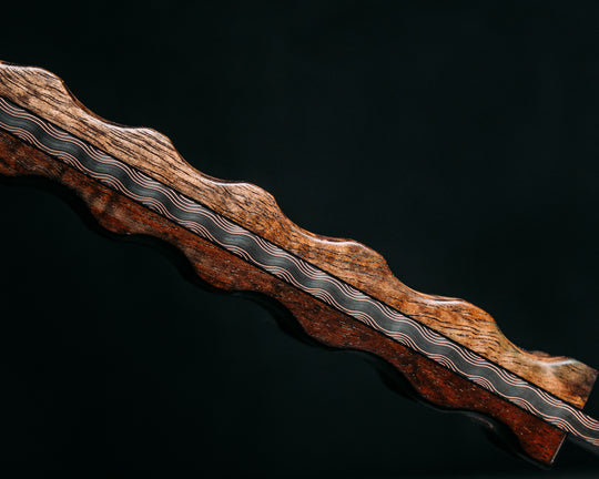 Katana- Baker Forge Fury Ladder CopperMai- Hawaiian Curly Koa, Copper Patriot Mosaic Pins, 3/8" Mosaic Pins, Textured Grip