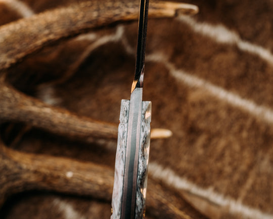 OSS Spike- Baker Forge Raindrop CopperMai- Elk Antler, Mosaic Pins, Textured Grip