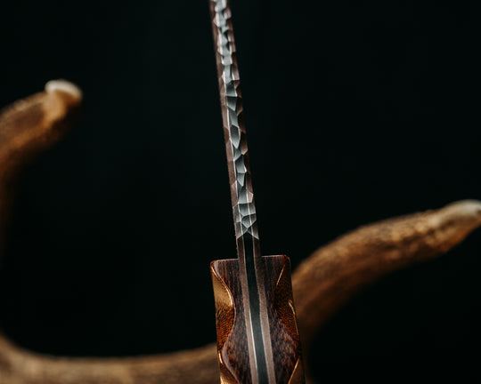 Kukri- Baker Forge CopperMai Raindrop (Ni-Shim)- Vintage Brown Canvas Micarta, Mosaic Pins, 1/8" Mosaic Pin, Textured Grip