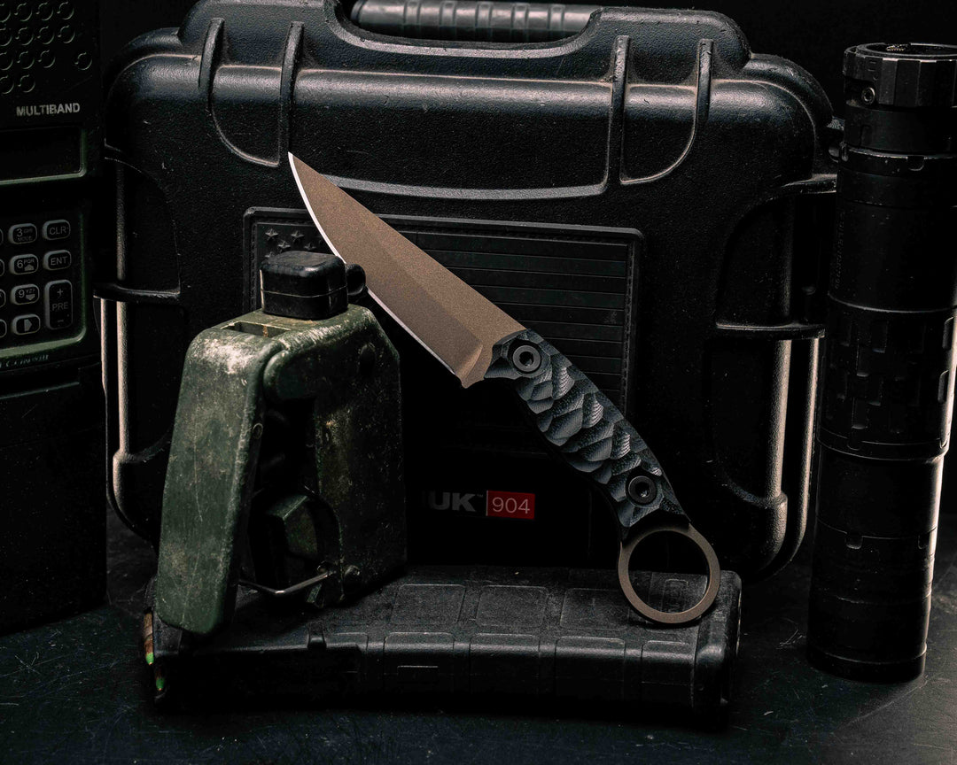 Osoraku 3" Mini - Black G10, Midnight Bronze Cerakote, Allen Bolts, Textured Grip