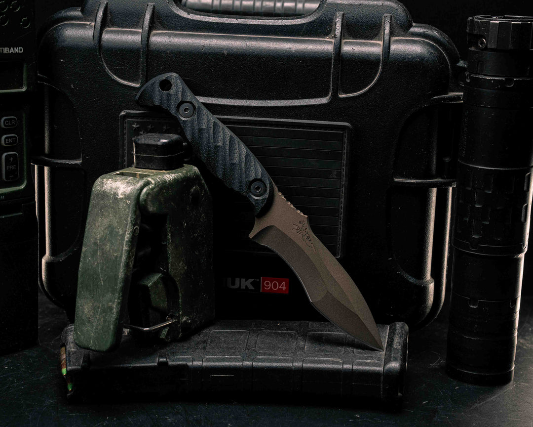Extremis MK1 - Black G10, Midnight Bronze Cerakote, Allen Bolts, Hollow Lanyard Hole, Textured Grip