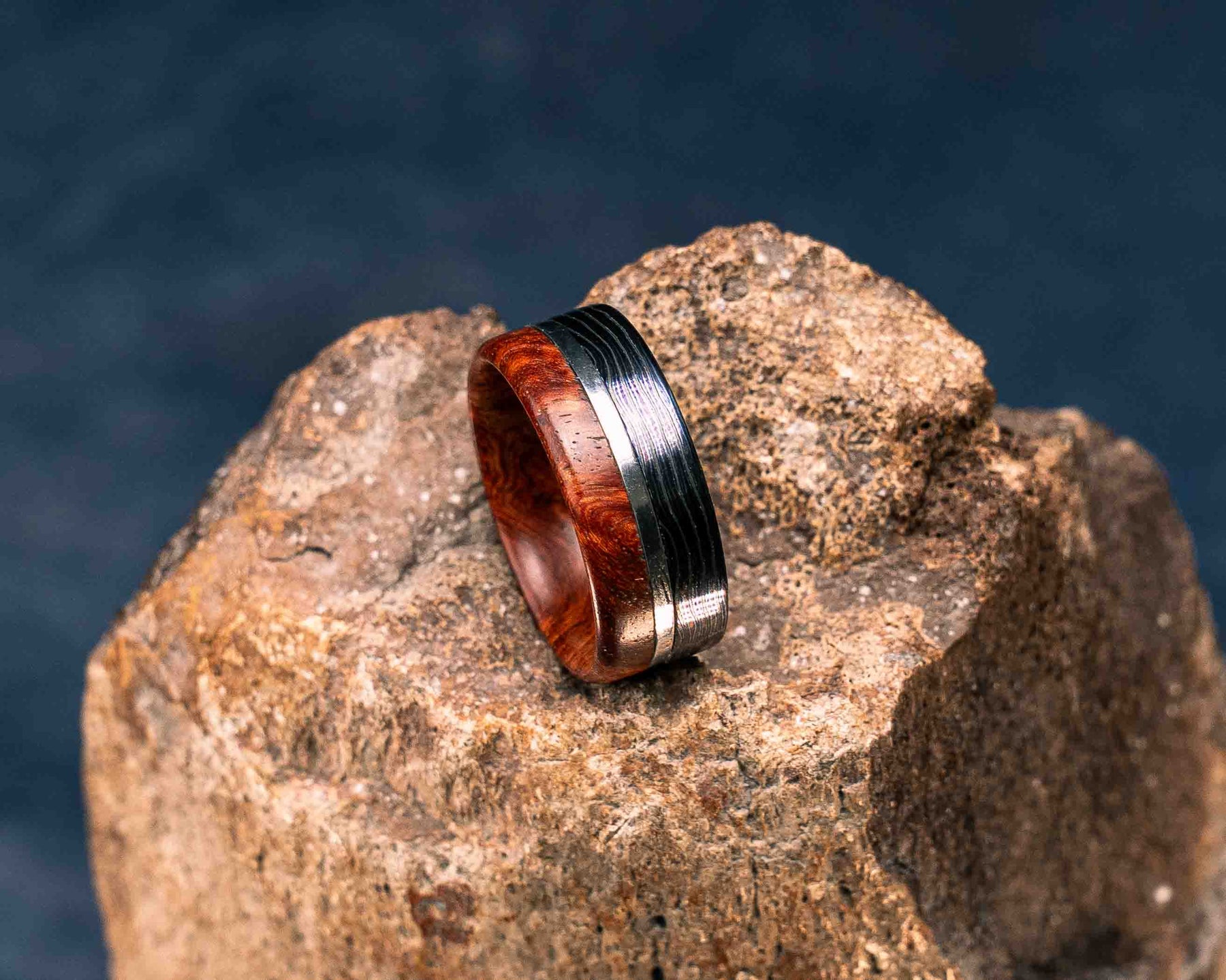 Ring (SZ 11.5) - Amboyna Burlwood, Aluminum and Timascus (titanium and ...