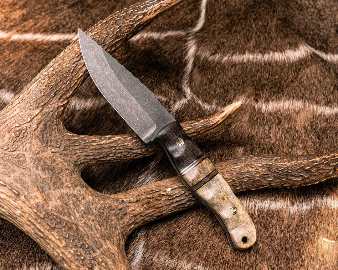 Crow Jr- Ancient Bog Oak, Black G10, Copper and OD Green G10 Pin Striping, Buckeye Burl Split, Buckeye Burl, Mosaic Pins, Brass Lanyard Pin, Textured Grip