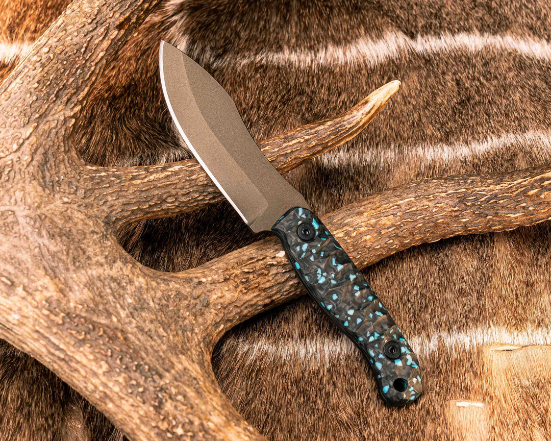 Skinner Jr- Turquoise Rocky Wave Carbon, Midnight Bronze Cerakote,  Ti Allen Bolts, Textured Grip