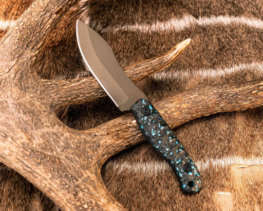 Skinner Jr- Turquoise Rocky Wave Carbon, Midnight Bronze Cerakote,  Ti Allen Bolts, Textured Grip