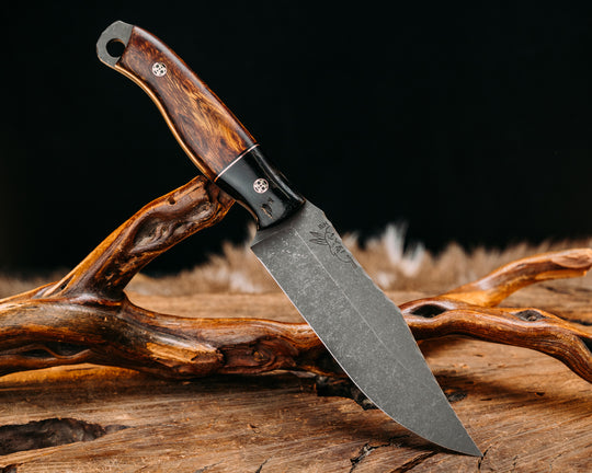 Crow Scout- Rams Horn, Black G10 and Copper Split, Desert Ironwood, Mosaic Pins, Smooth Grip