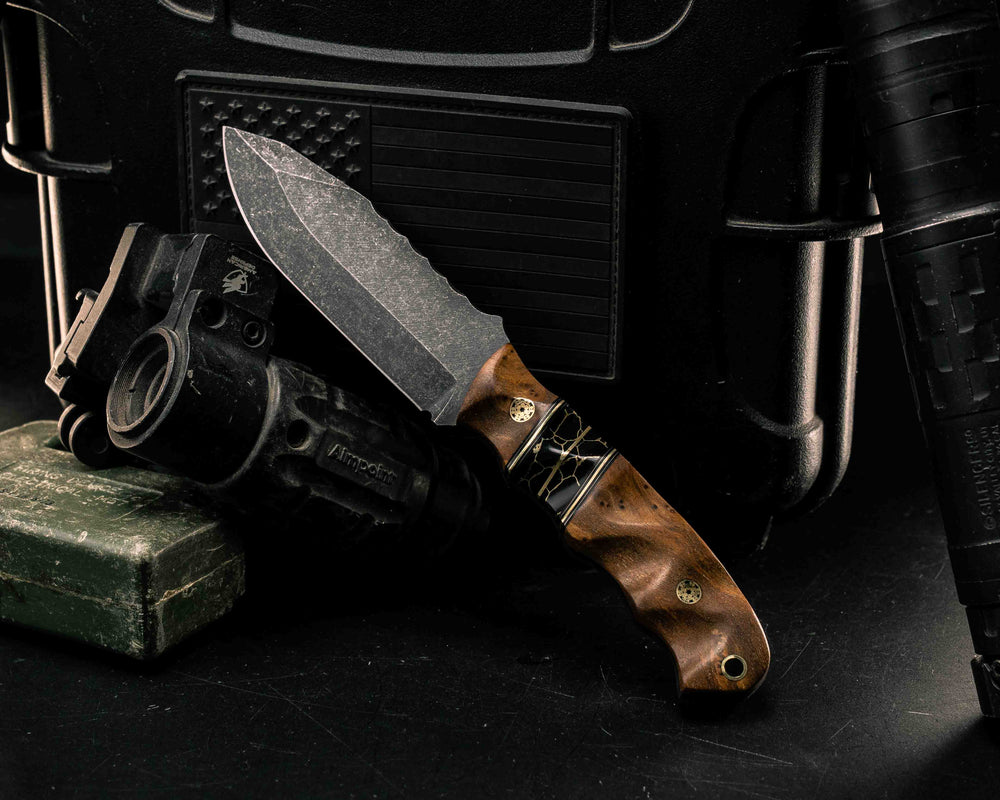 Disaster Jr - Asian Gempol, Black G10 and Brass Pin Striping, Black with Gold Web Tru-stone Split, Mosaic Pins, Brass Lanyard Pin, Textured Grip