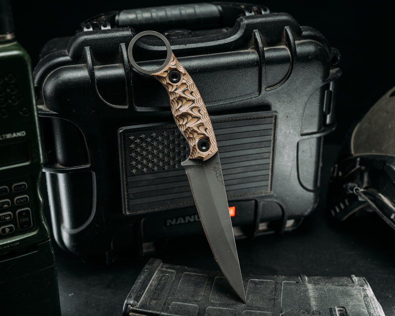 Osoraku 4"- Coyote & Black G10, Allen Bolts, Textured Grip