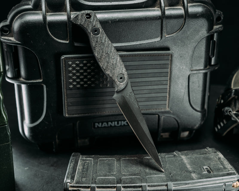 Congressman - Black Canvas Micarta, Armor Black Cerakote, Allen Bolts, Iron Grip, Closed Tang Lanyard Hole