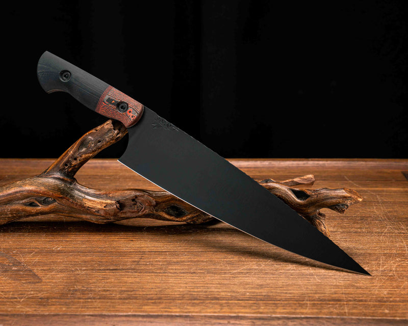 Chef Blade 10"- Lava Flow FAT Carbon,Lava Flow FAT Carbon Split, Black G10, Armor Black Cerakote, Allen Bolts, Smooth Grip