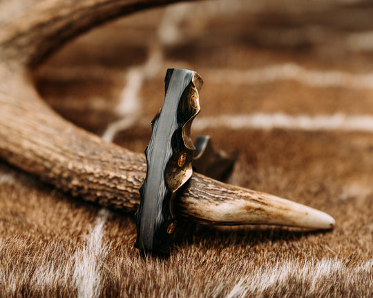 K9 Push Blade- Baker Forge DarkMai (Coppermascus)- Carbon Fiber, Mosaic Pins, Textured Grip