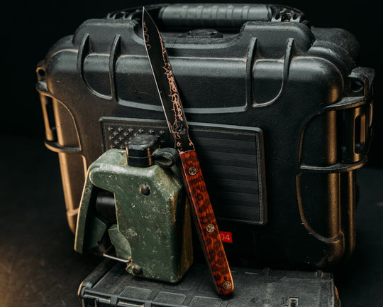 OSS Spike- Baker Forge Random Pattern CopperMai- Snakewood, Mosaic Pins, Smooth Grip