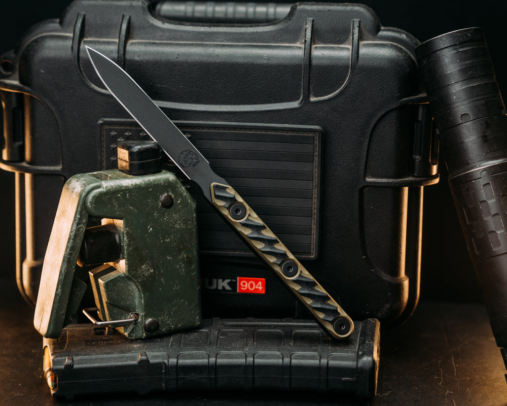 OSS Spike - Black/OD Green G10, DLC (Diamond Like Coating), Allen Bolts, Textured Grip