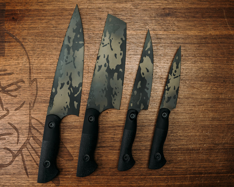 Chef Set- Black G10 and Cosmos Black Carbon, Black Multicam Cerakote, Allen Bolts, Smooth Grip