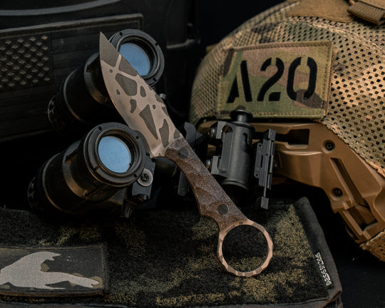 Jaq- Bison Jute Micarta, CF Pins, Textured Grip