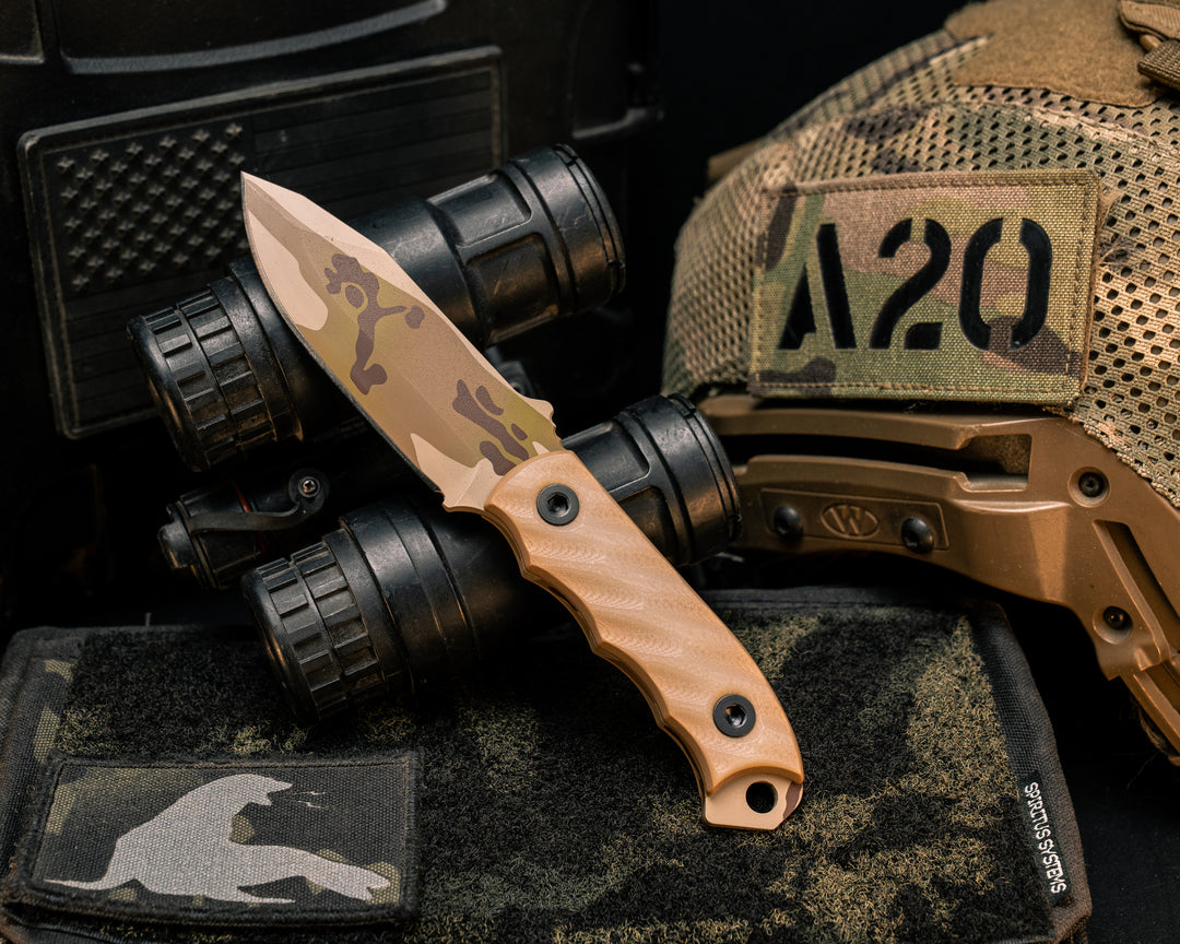 Disaster Cub- Ghost/Coyote G10, Arid Multicam Cerakote, Allen Bolts, Textured Grip