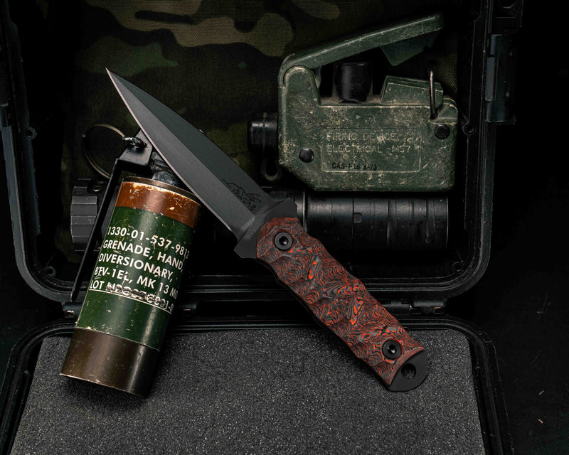 Combat Dagger- Mars Valley Carbon, Armor Black Cerakote, Allen Bolts, Textured Grip