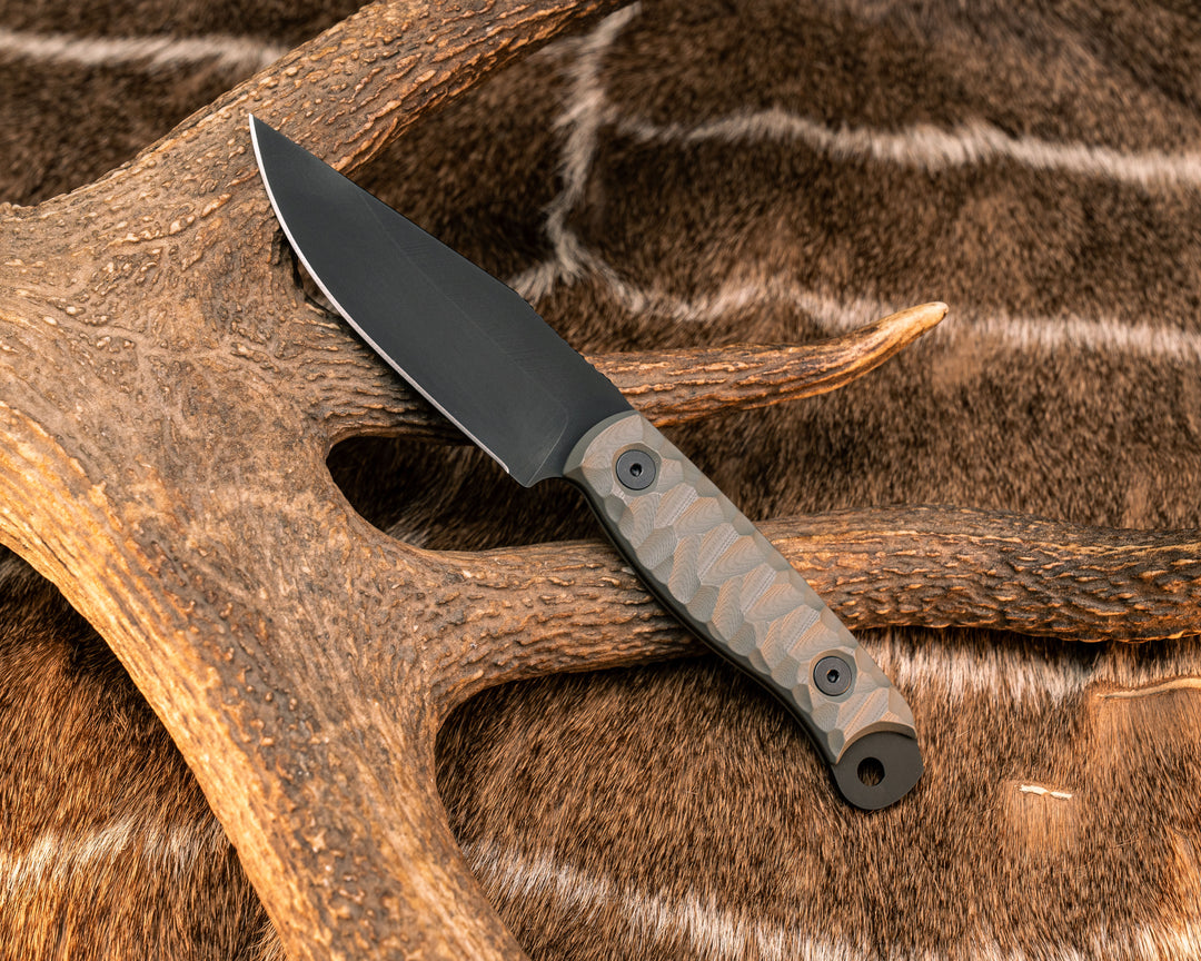 Crow Scalper- Grey G10, Armor Black Cerakote, Allen Bolts, Textured Grip