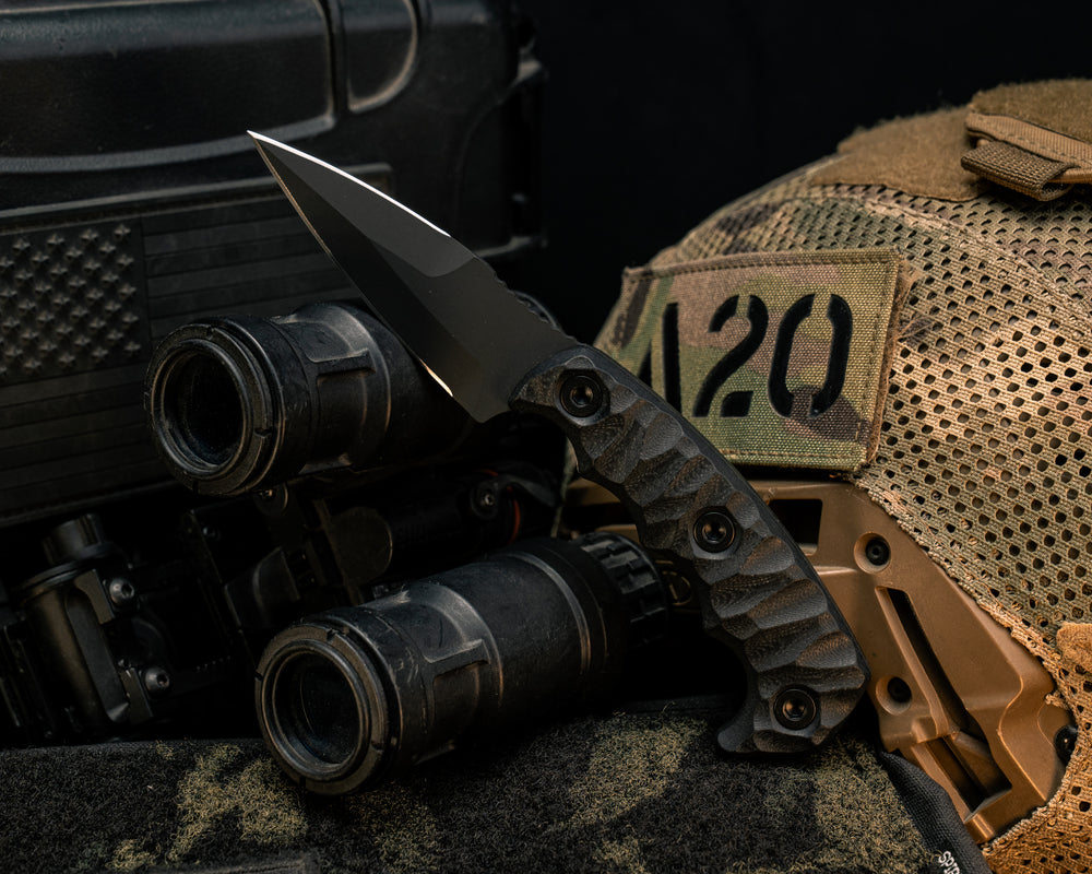 3" HUMINT - Black G10, Armor Black Cerakote, Allen Bolts, Textured Grip