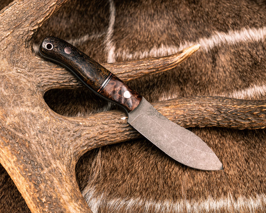 Skinner Jr- Redwood Burl, Black G10 and Copper Split, Pheasantwood, Copper Pins, Copper Lanyard Pin, Smooth Grip