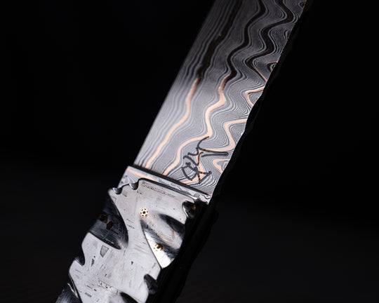 Half Face Blades X Grey Blades Giveaway-Baker Forge Firestorm Ladder CopperMai-Meteorite Bolster, Copper Dark Matter Carbon, Black G10, Copper Pin Striping, Dinosaur Bone Split, Mammoth Bone, Meteorite Rock Inlay
