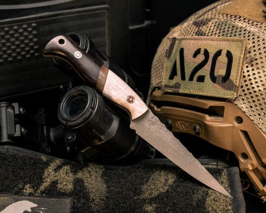 Congressman- CO Elk Antler, Giant Irish Elk Antler Split, African Blackwood, Mosaic Pins, Brass Lanyard Pin, Smooth Grip